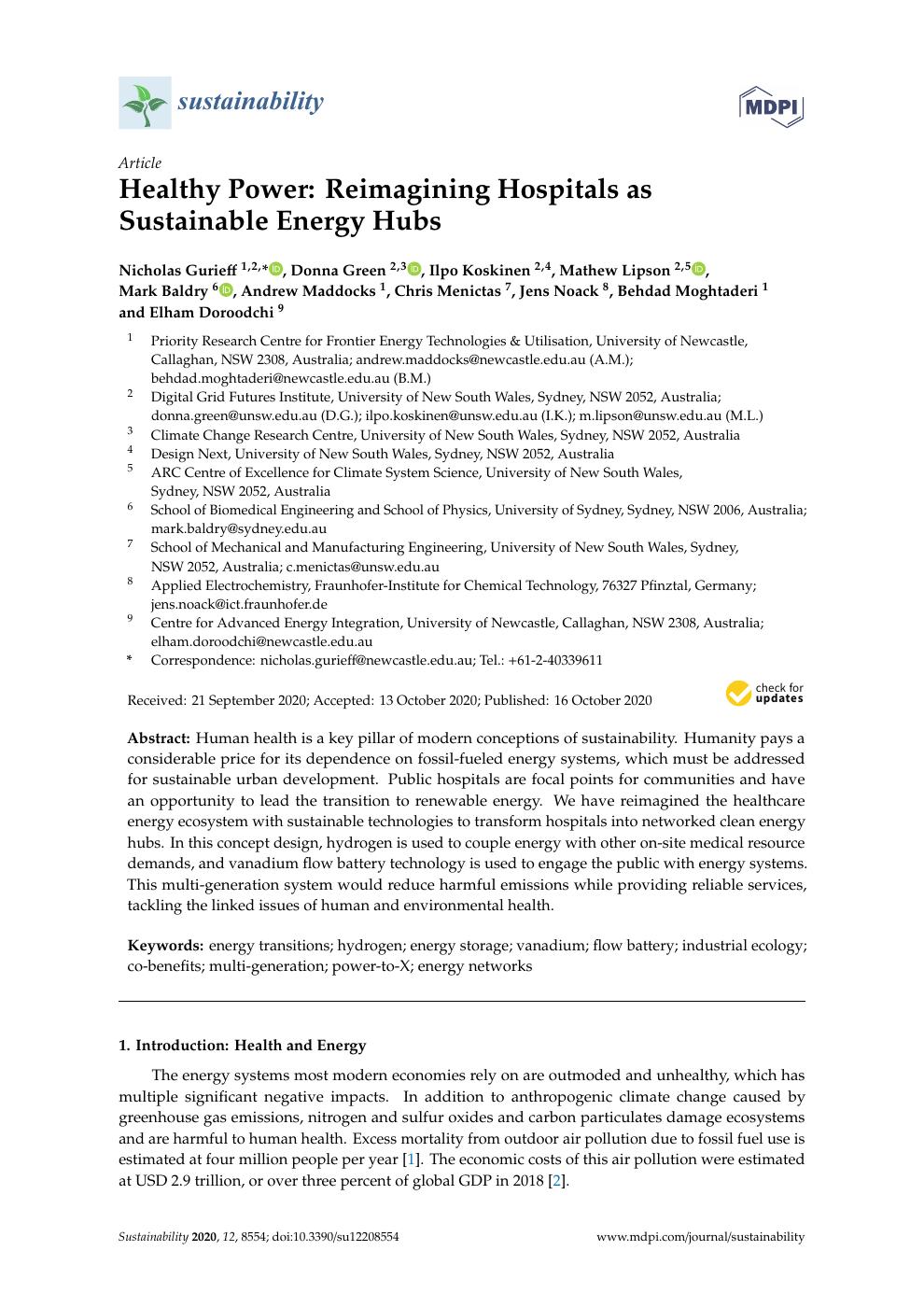 Reimagining Hospitals as Sustainable Energy Hubs